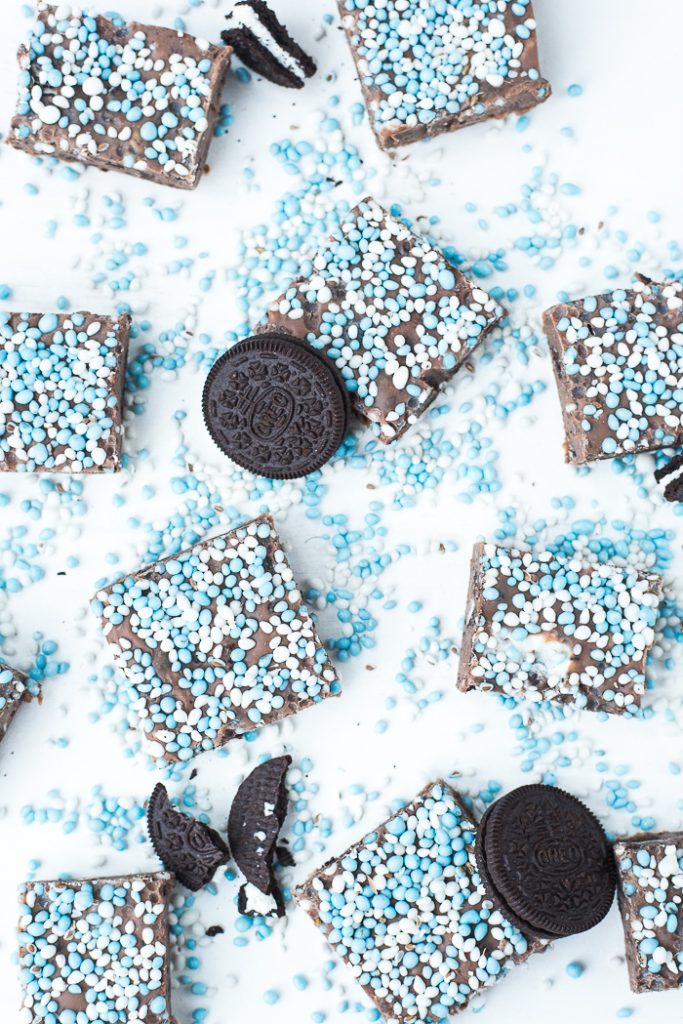 Kraamsnack Chocoladefudge Met Oreo En Blauwe Muisjes OhMyFoodness