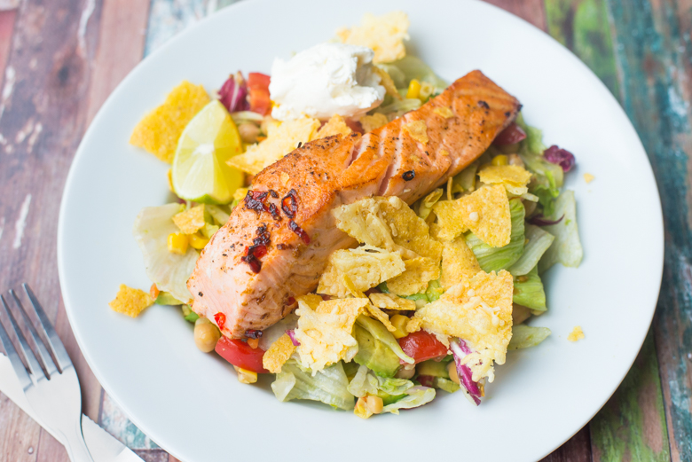 Mexicaanse salade met Chili & Lime zalm