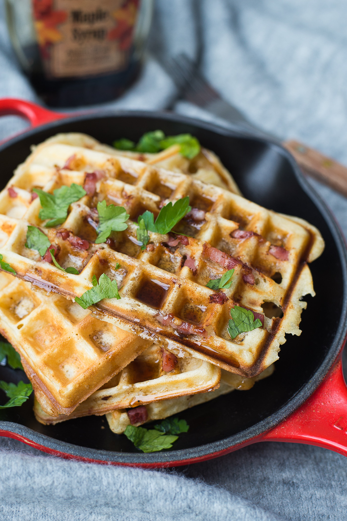 Baconwafels met maple syrup