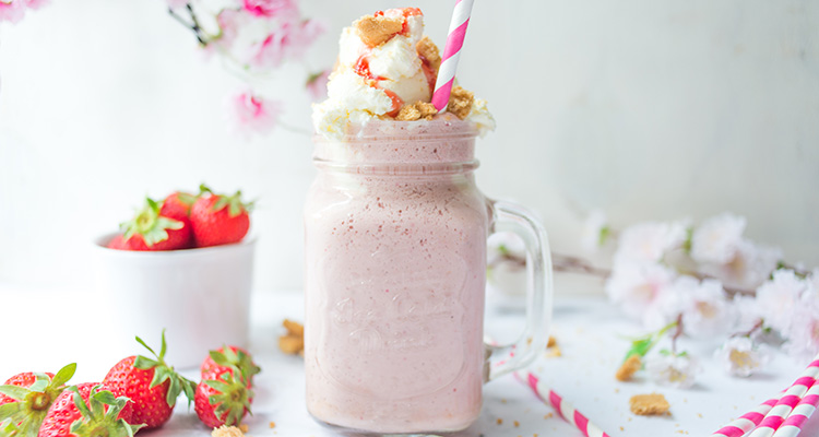 Aardbeiencheesecake milkshake