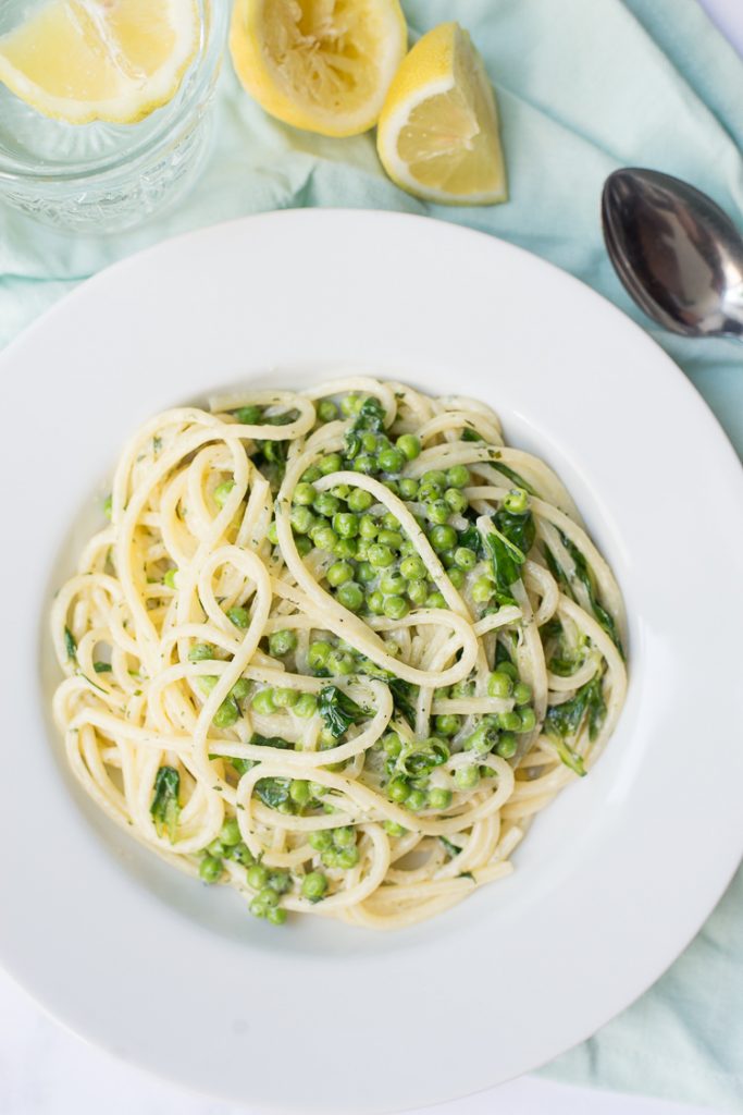 Romige Spaghetti Met Erwtjes En Veldsla Ohmyfoodness