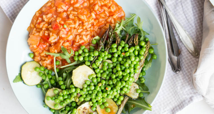 Gegrilde paprikarisotto met groene groenten