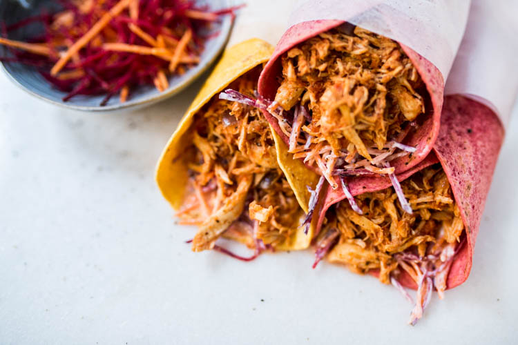 pulled chicken wraps slowcooker