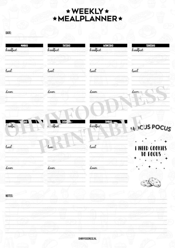 Ohmyfoodness A4 mealplanner