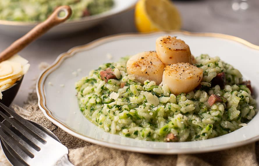 Sla-risotto met coquilles