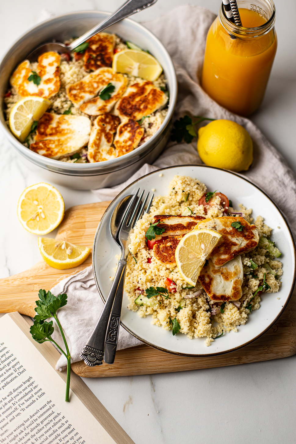 Couscoussalade met gegrilde halloumi