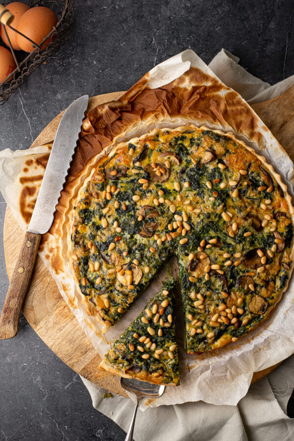 Spinazie-champignonquiche