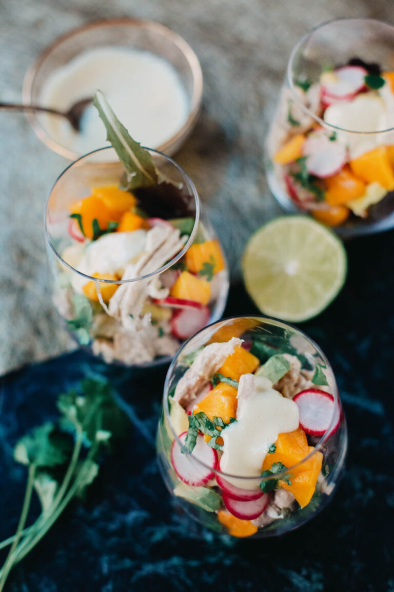 Kipcocktail met mango en wasabimayonaise