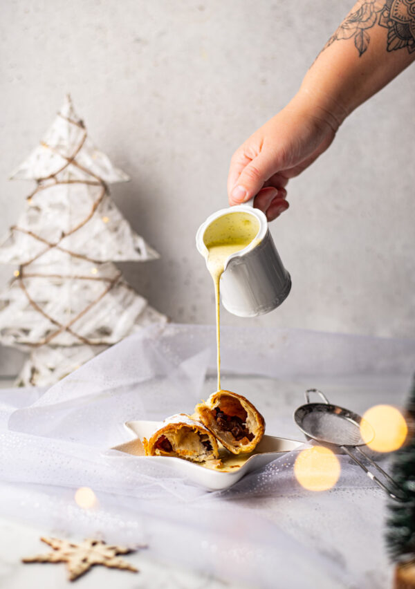 mini apfelstrudel met vanillesaus