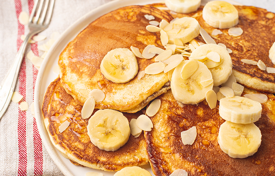 karamelpancakes met banaan