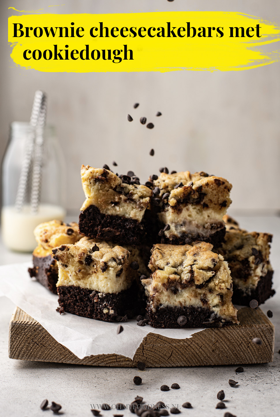 brownie cheesecakebars met cookiedough