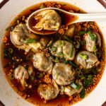 Shiitake dumplings in chilibouillon