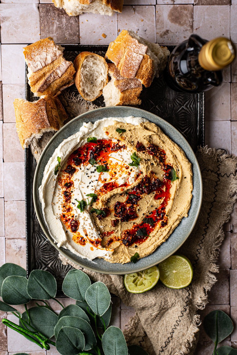 hummus & geklopte fetadip