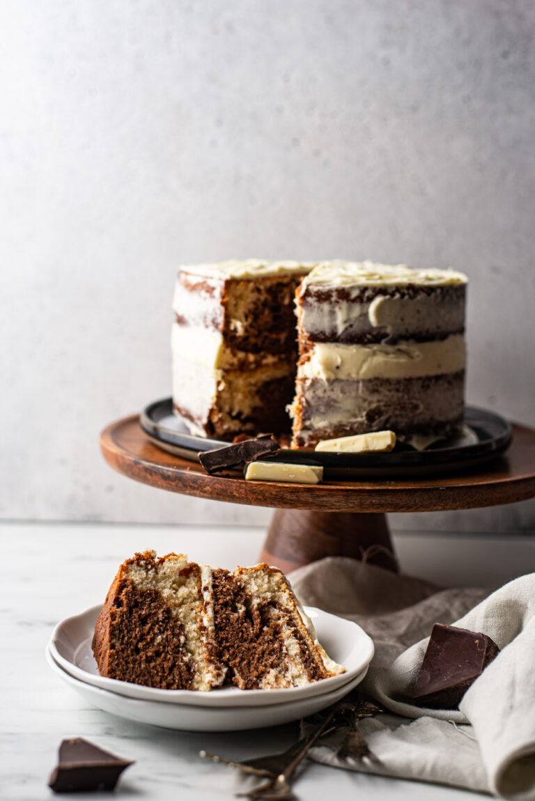 Marmertaart met witte chocoladeglazuur