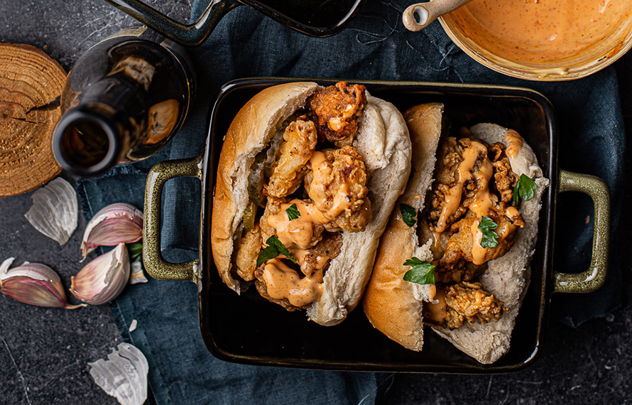 Popcorn chicken broodjes