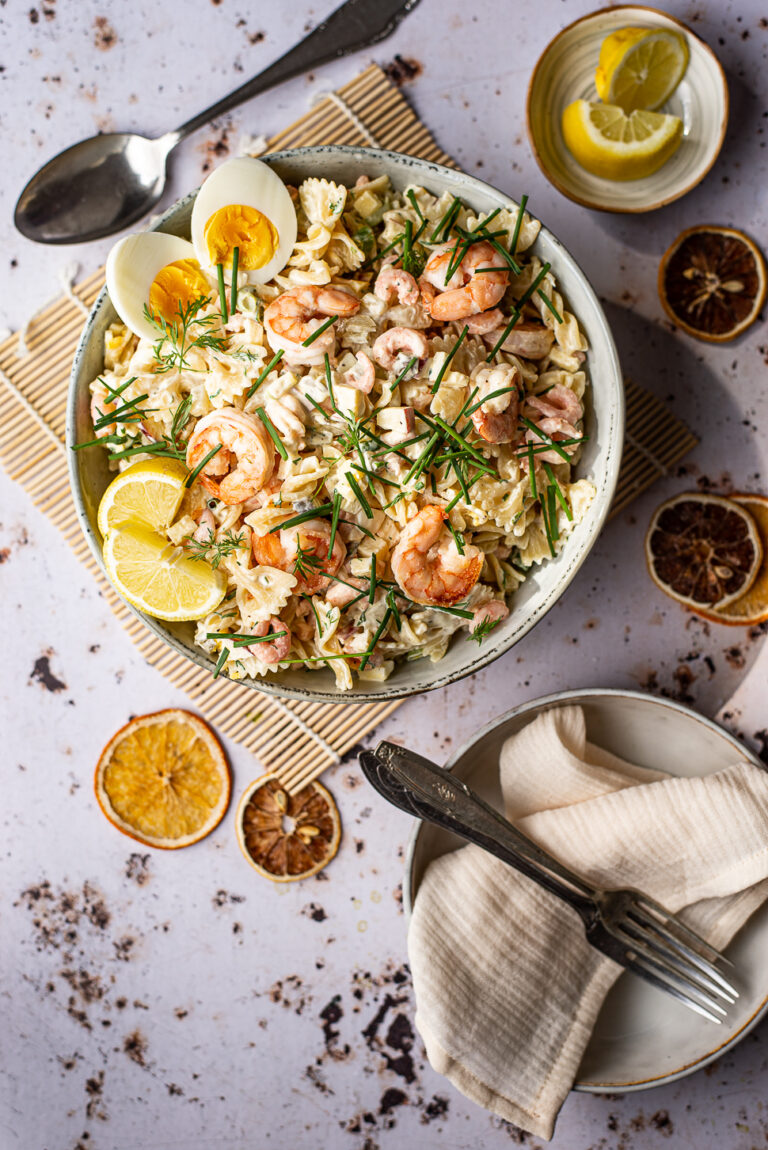 Frisse pastasalade met garnalen
