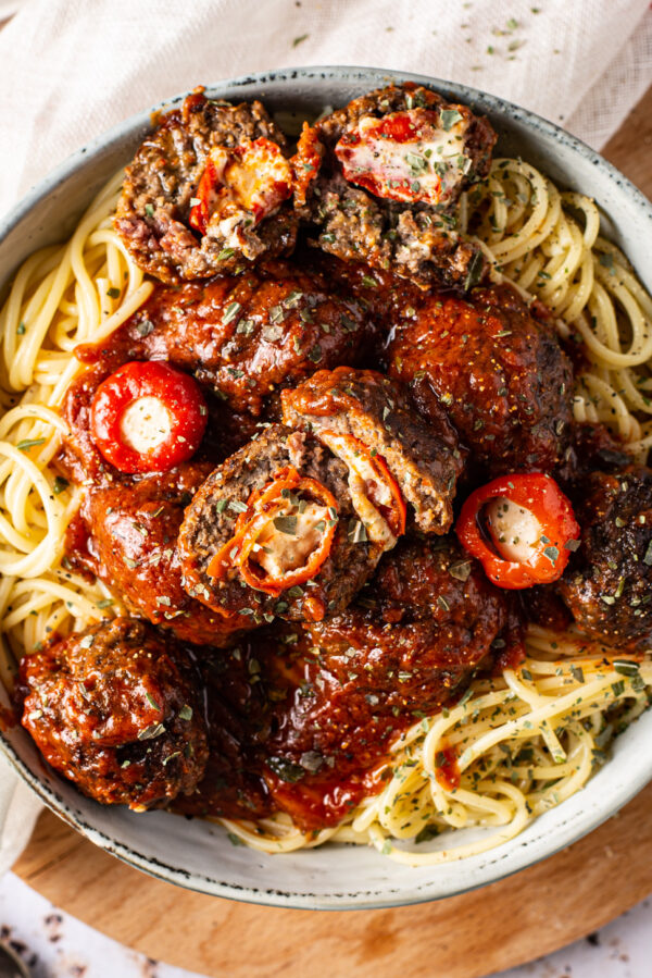 spaghetti met peppadew-gehaktballetjes