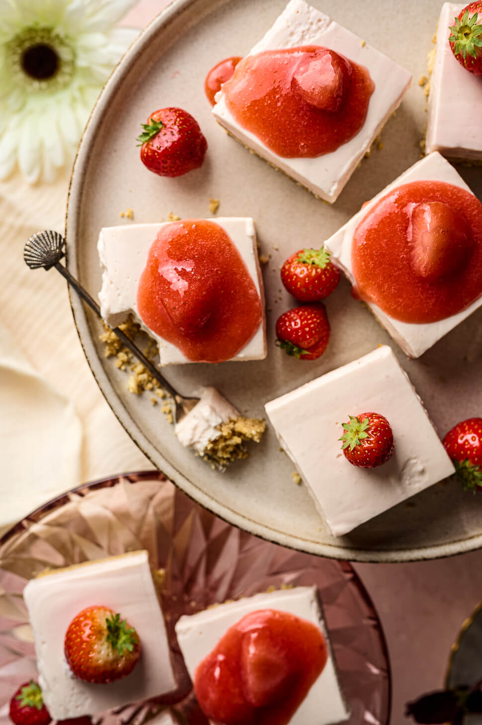 cheesecake met aardbeien