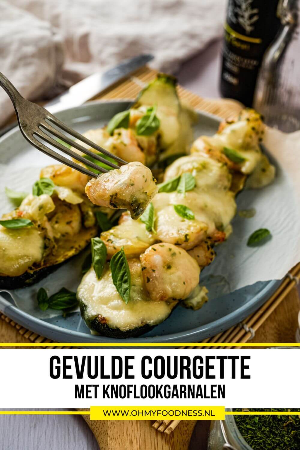 gevulde courgette met knoflookgarnalen