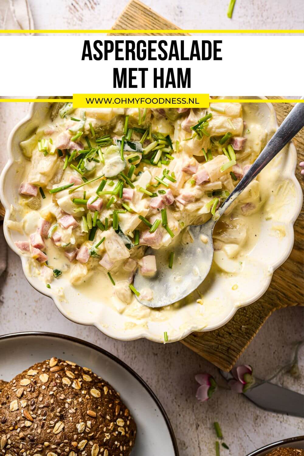 Witte aspergesalade met ham