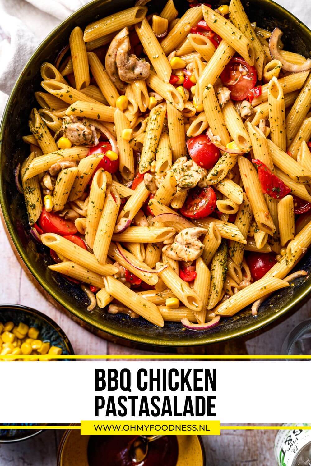 pastasalade BBQ chicken