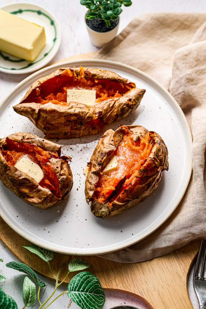 gepofte zoete aardappel uit de airfryer