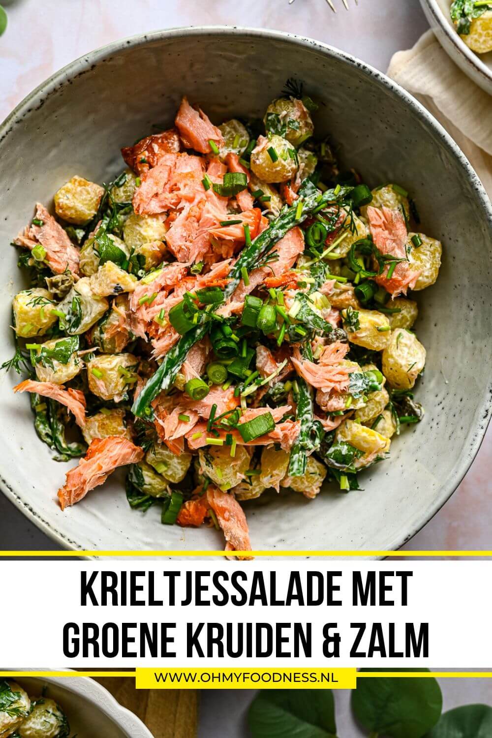 Krieltjessalade met groene kruiden en zalm 7 aardappelsalade met zalm