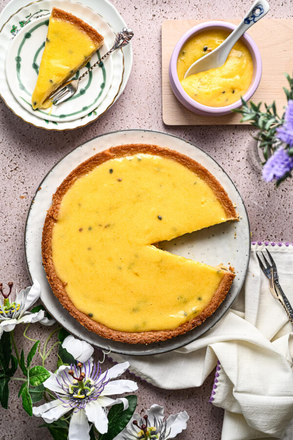 Boterkoek recept met passievrucht curd