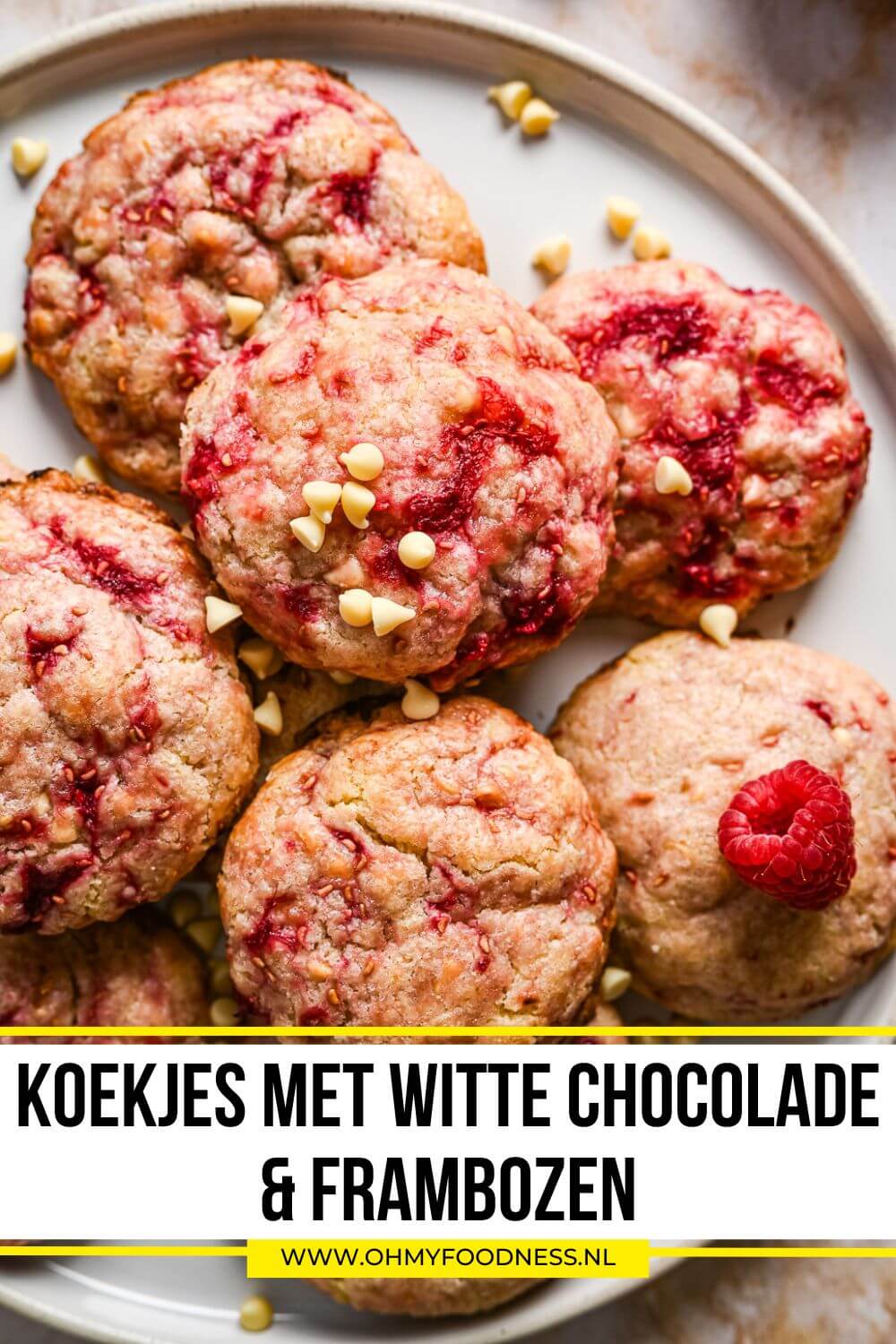 Koekjes met witte chocolade en framboos 7 koekjes met witte chocolade frambozen
