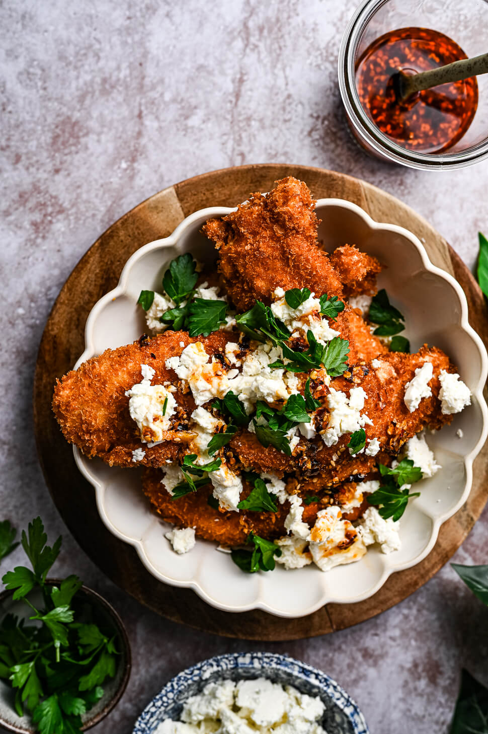 Krokante kip met feta & hot honey 4 krokante kip hot honey