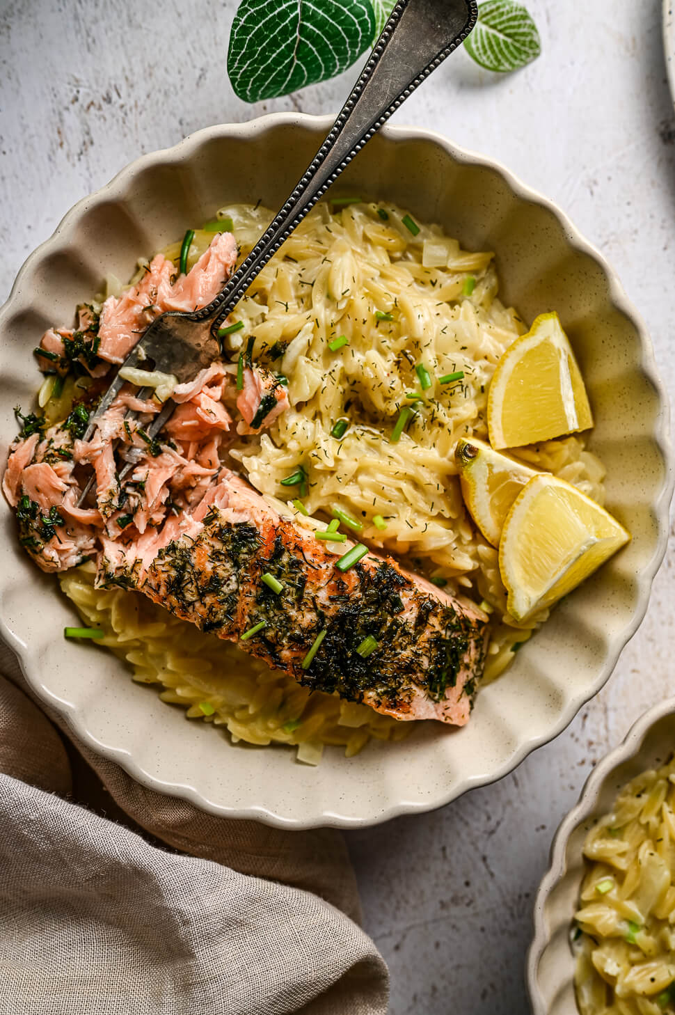 Romige citroen orzo met zalm 3 orzo met zalm