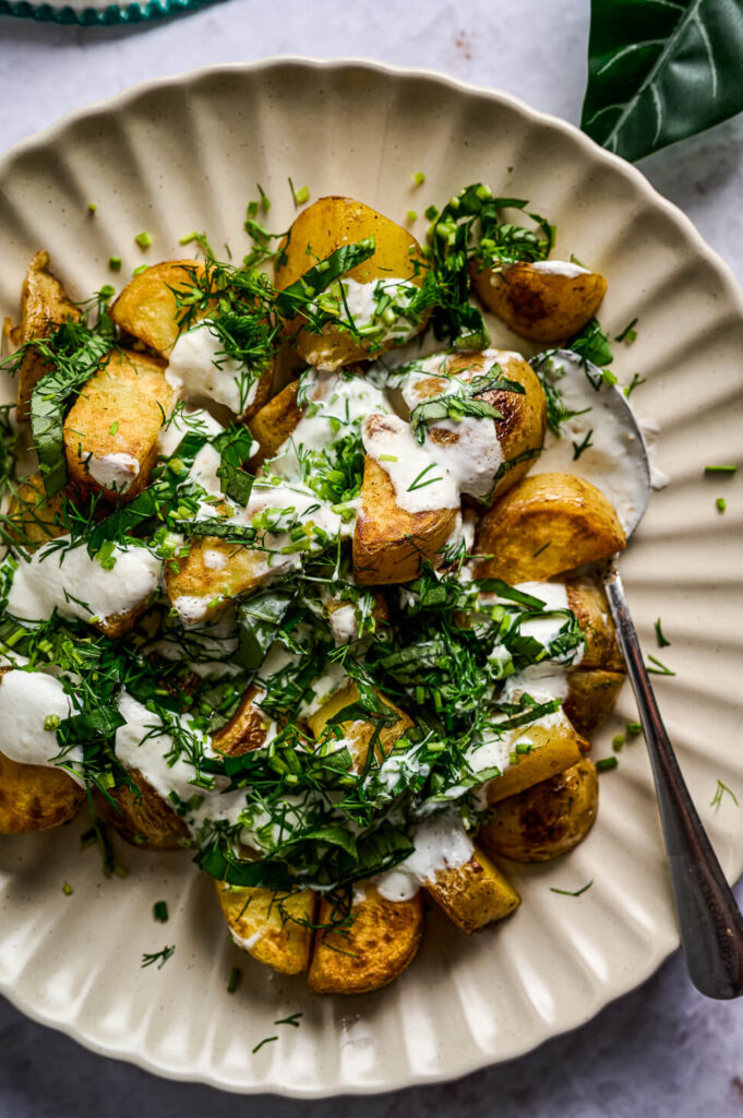 Krokante aardappelsalade met yoghurtdressing 3 Krokante aardappelsalade met yoghurtdressing