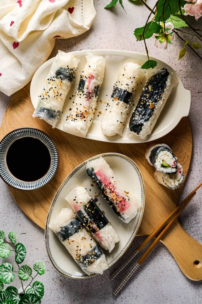 Rijstvellen loempia sushi