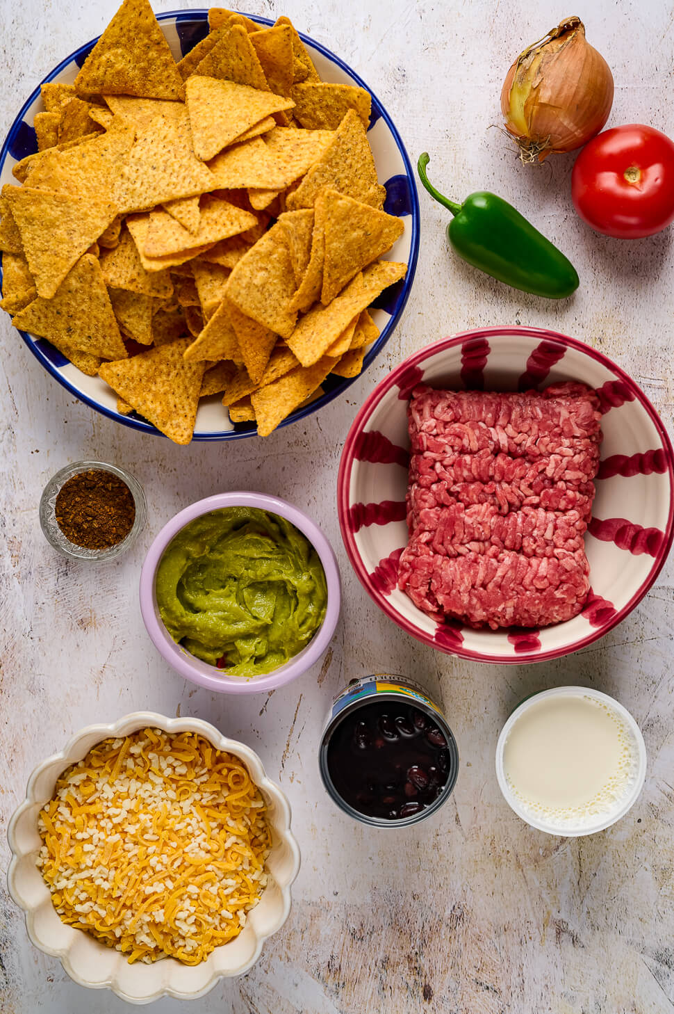 Nachos met gehakt ingrediënten